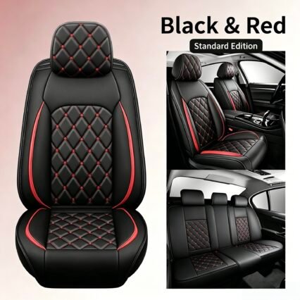 Luxury 5D Diamond-Quilted Car Seat Covers – Full Surround Leather Vehicle Guard with Airbag-Safe Stitching