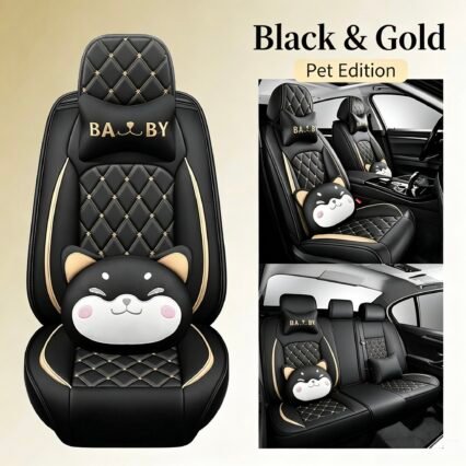 Premium Full-Surround Luxury PU Leather Car Seat Covers – 5D Ergonomic Fit Auto Protectors with Large Diamond Stitching (Pampered Edition)