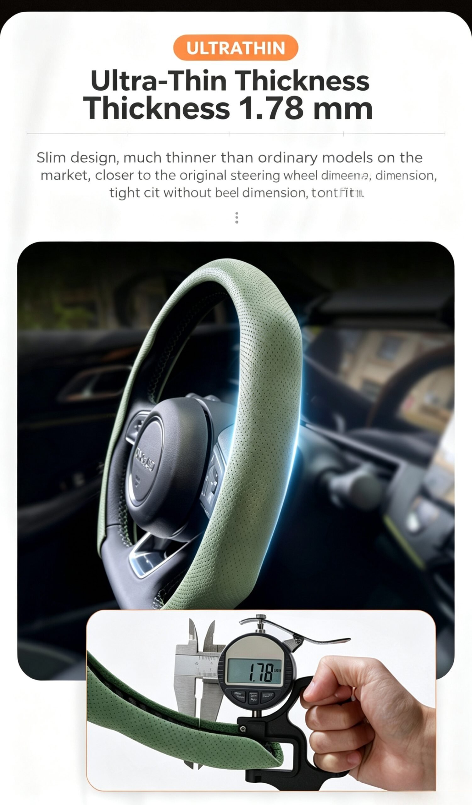 Premium 5D Nappa Leather Steering Wheel Cover – Ultra-Thin Perforated Grip, Easy Clip-On Fit for 38cm Round and D-Shape Wheels - Image 28