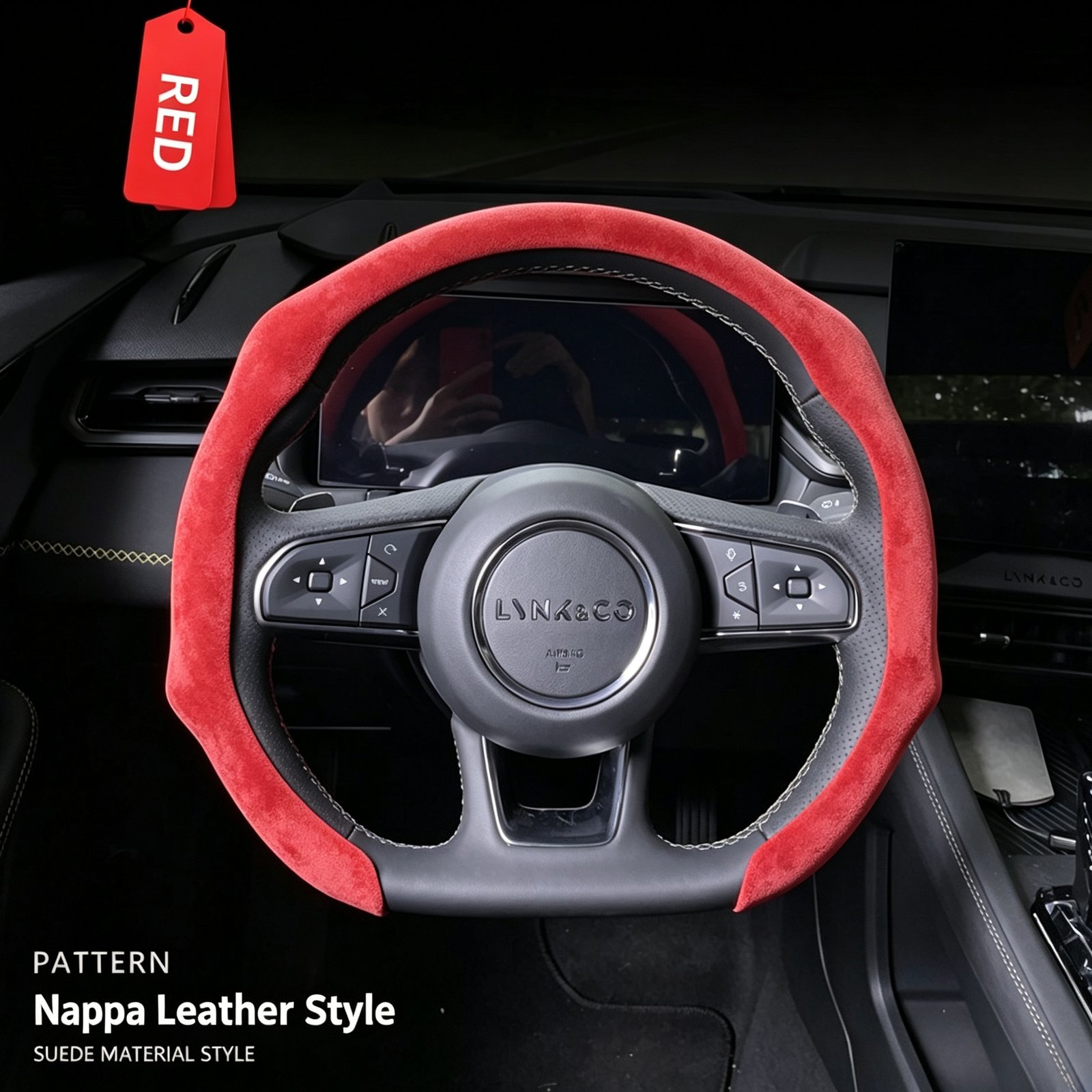 Premium 5D Nappa Leather Steering Wheel Cover – Ultra-Thin Perforated Grip, Easy Clip-On Fit for 38cm Round and D-Shape Wheels - Image 5