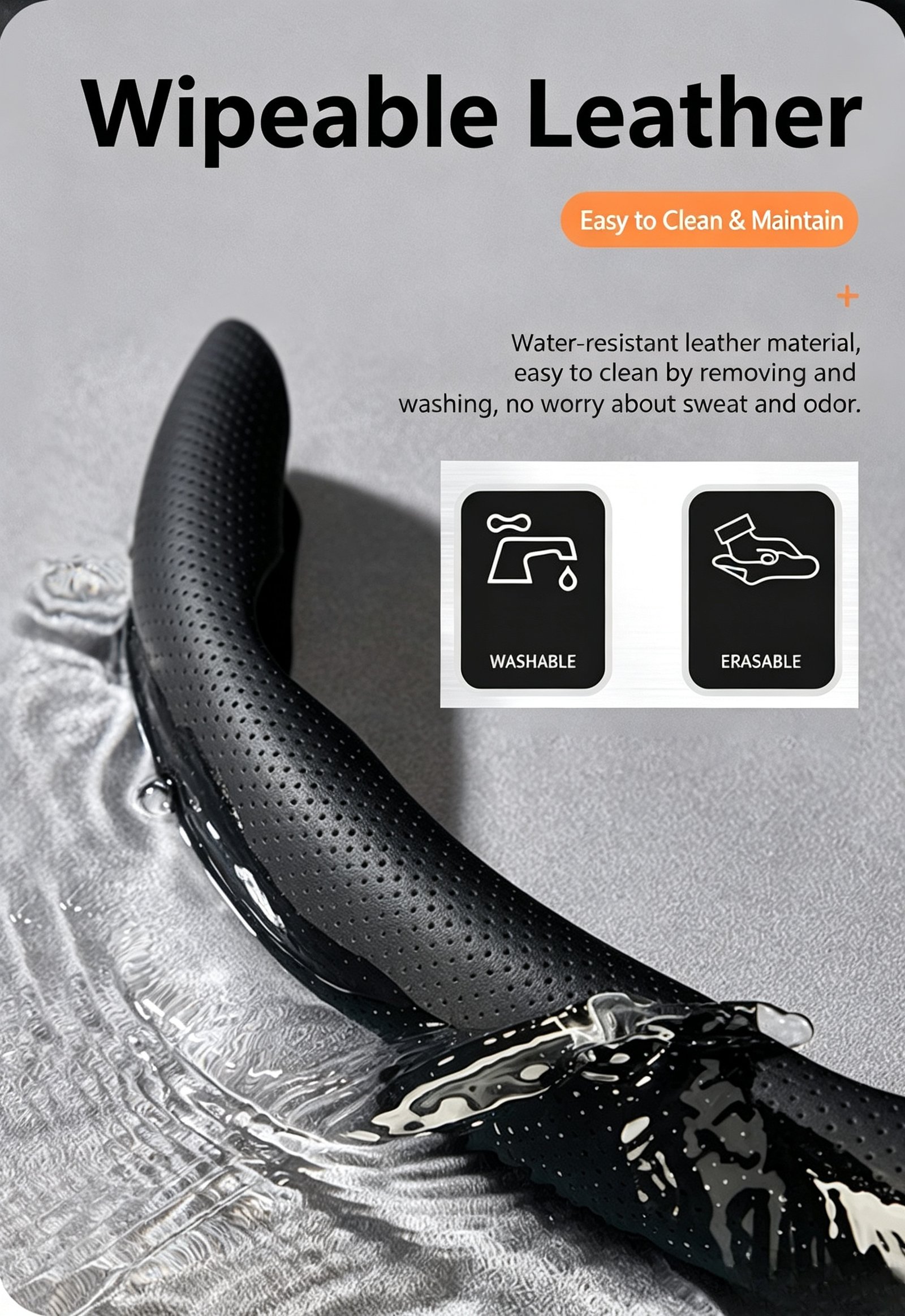 Premium 5D Nappa Leather Steering Wheel Cover – Ultra-Thin Perforated Grip, Easy Clip-On Fit for 38cm Round and D-Shape Wheels - Image 19