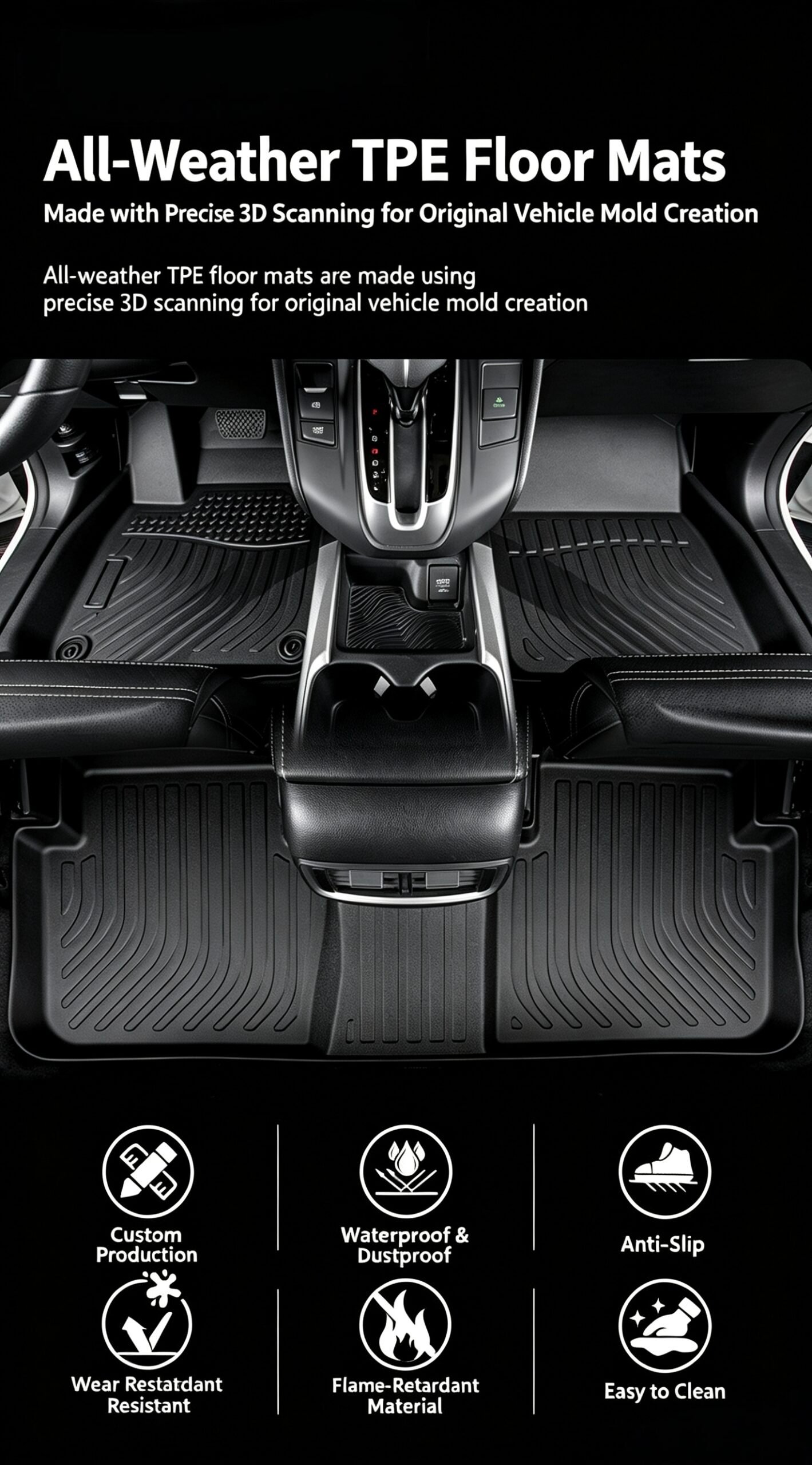 Premium Custom-Fit TPE Car Floor Mats – Odorless All-Weather Waterproof Heavy-Duty Auto Floor Liners for Over 2,000 Vehicle Models