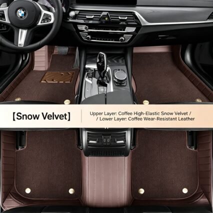 Premium Custom-Fit Split Cowhide Leather Car Floor Mats – Full-Coverage Double-Layer Liners with Removable Starry or Chenille Carpet