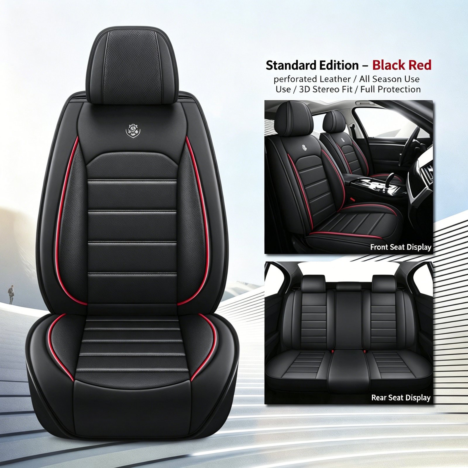 Premium Full-Surround Luxury Nappa-Style Car Seat Covers – Universal All-Season Vehicle Seat Protectors with Perforated Breathable Design - Image 11