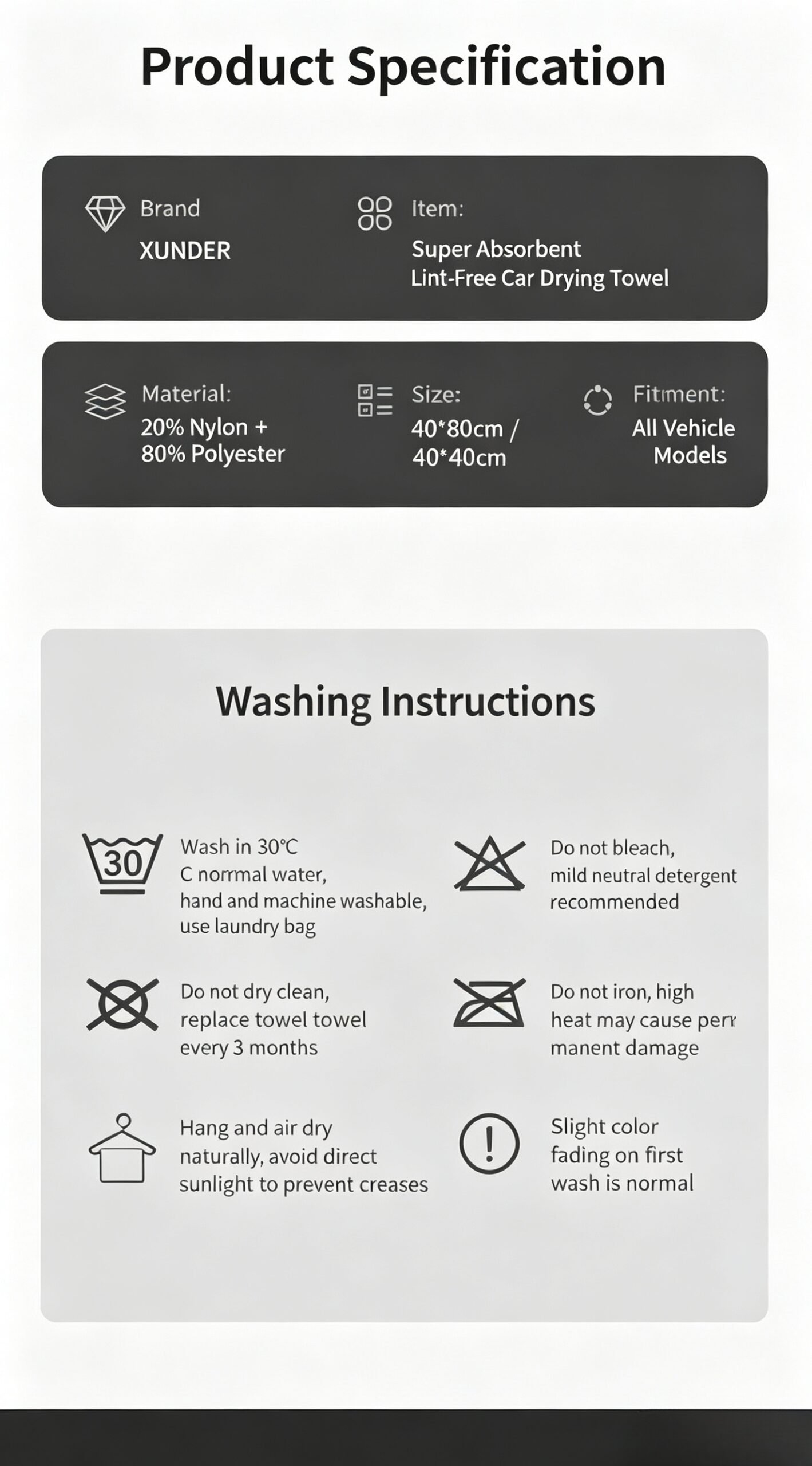 Premium Large Microfiber Car Drying Towel - Super Absorbent & Quick-Dry Cleaning Cloth. Scratch-Free Short Pile for Professional Detailing. - Image 9