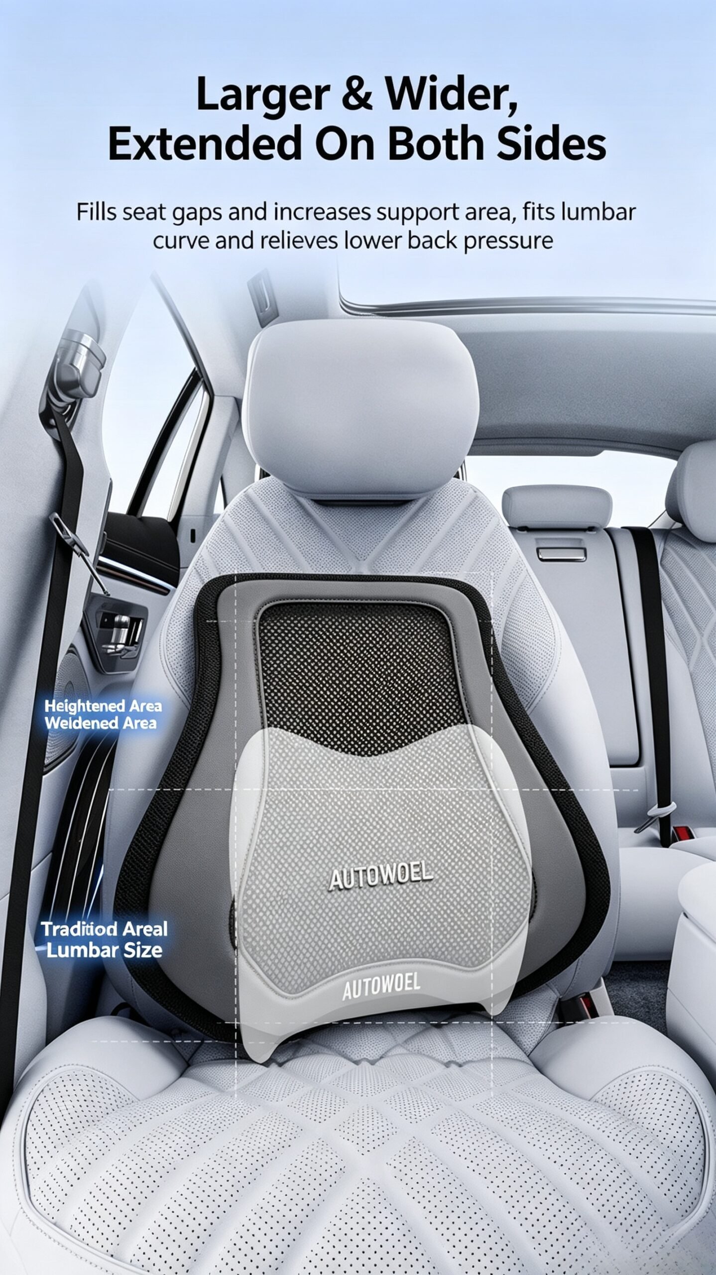 Premium Ventilated Car Lumbar Support - Soft Leather Cooling Mesh Back Pillow for Long Driving Comfort. Fits All Vehicles. - Image 27