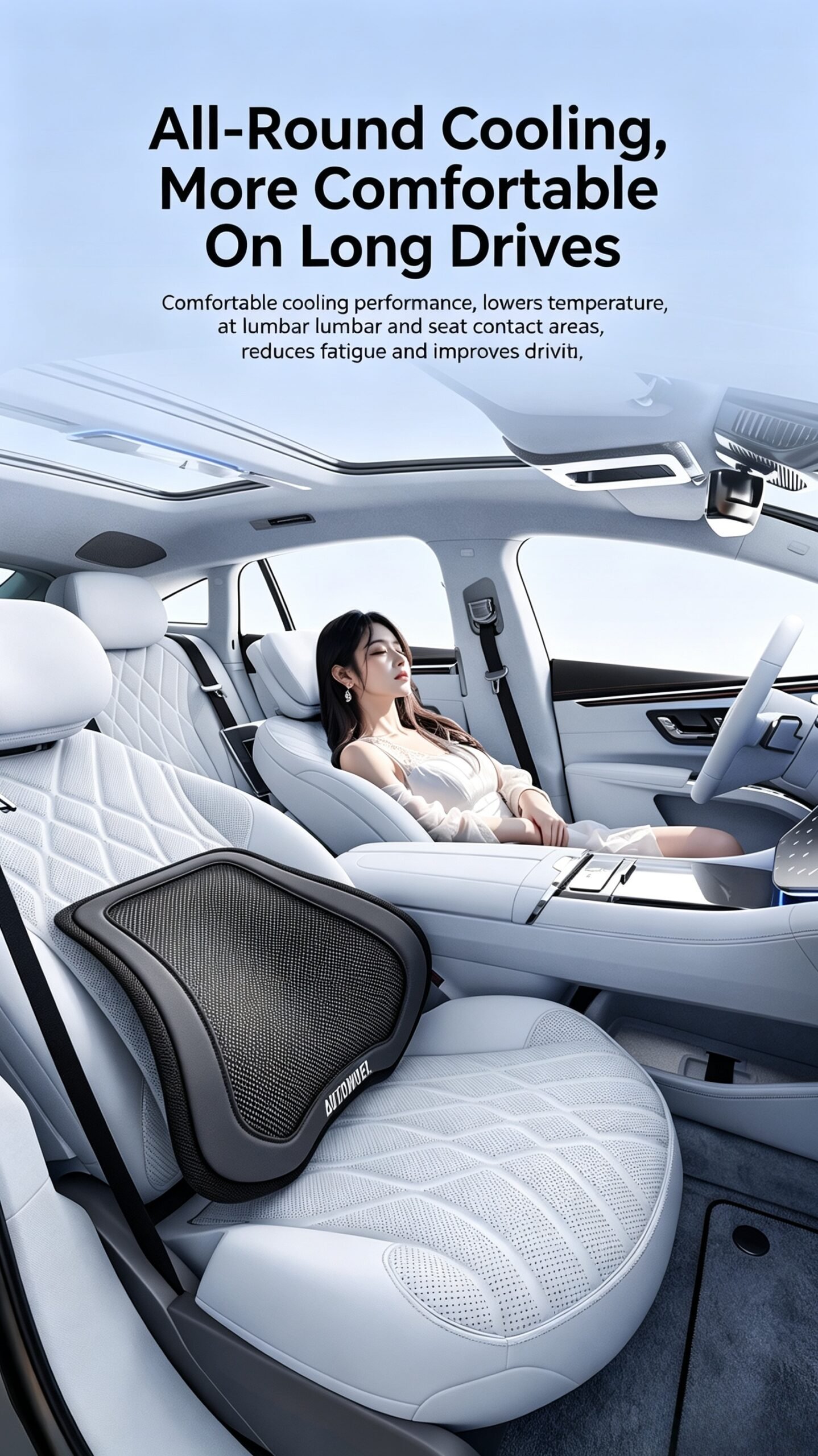 Premium Ventilated Car Lumbar Support - Soft Leather Cooling Mesh Back Pillow for Long Driving Comfort. Fits All Vehicles. - Image 25