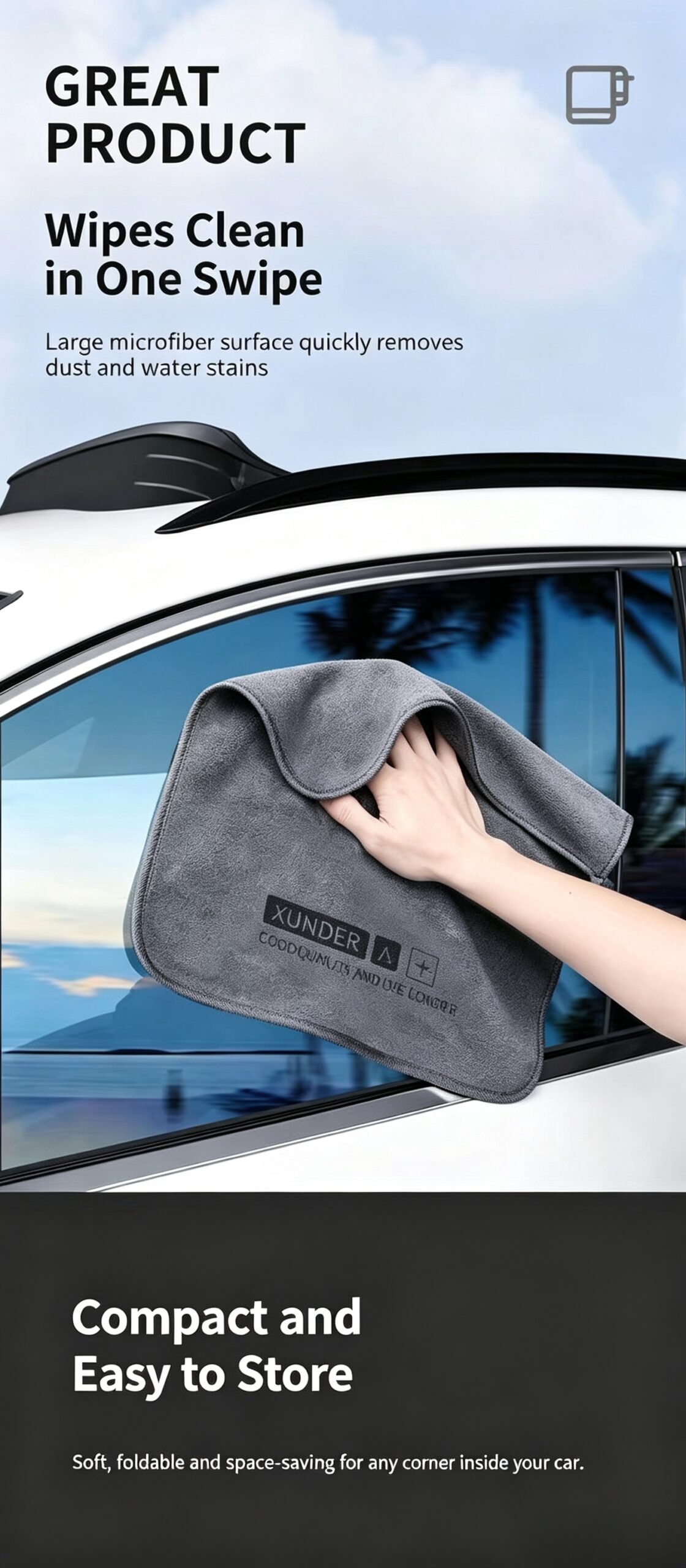Premium Large Microfiber Car Drying Towel - Super Absorbent & Quick-Dry Cleaning Cloth. Scratch-Free Short Pile for Professional Detailing. - Image 12