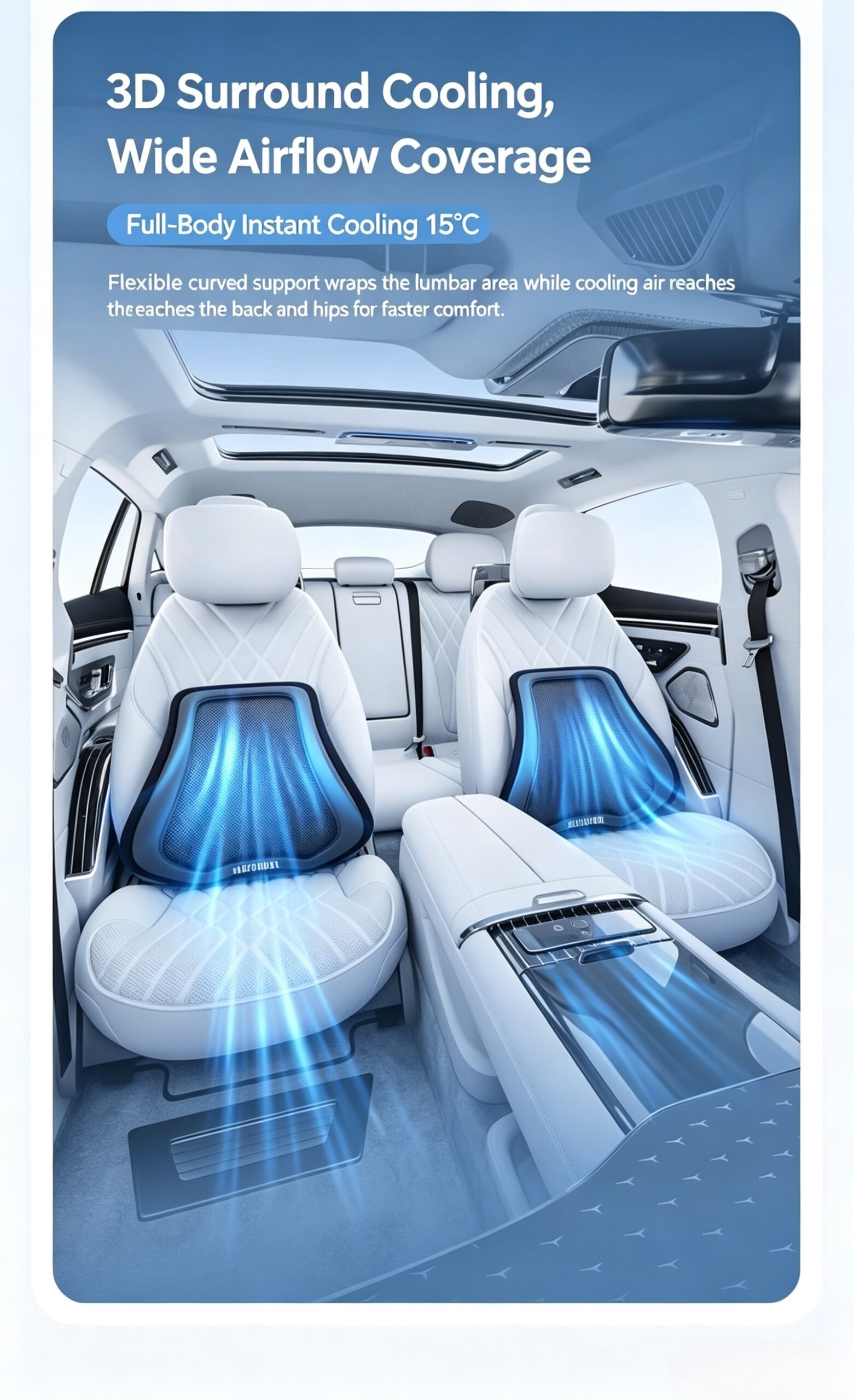 Premium Ventilated Car Lumbar Support - Soft Leather Cooling Mesh Back Pillow for Long Driving Comfort. Fits All Vehicles. - Image 19