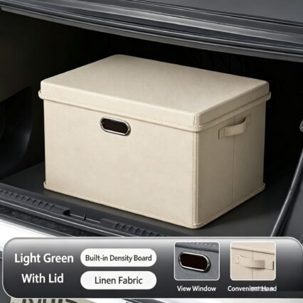 Premium Foldable Car Trunk Organizer - Large Capacity Fabric Storage Box with Metal Handles. Durable & Dustproof Luggage Box for SUVs and Sedans.