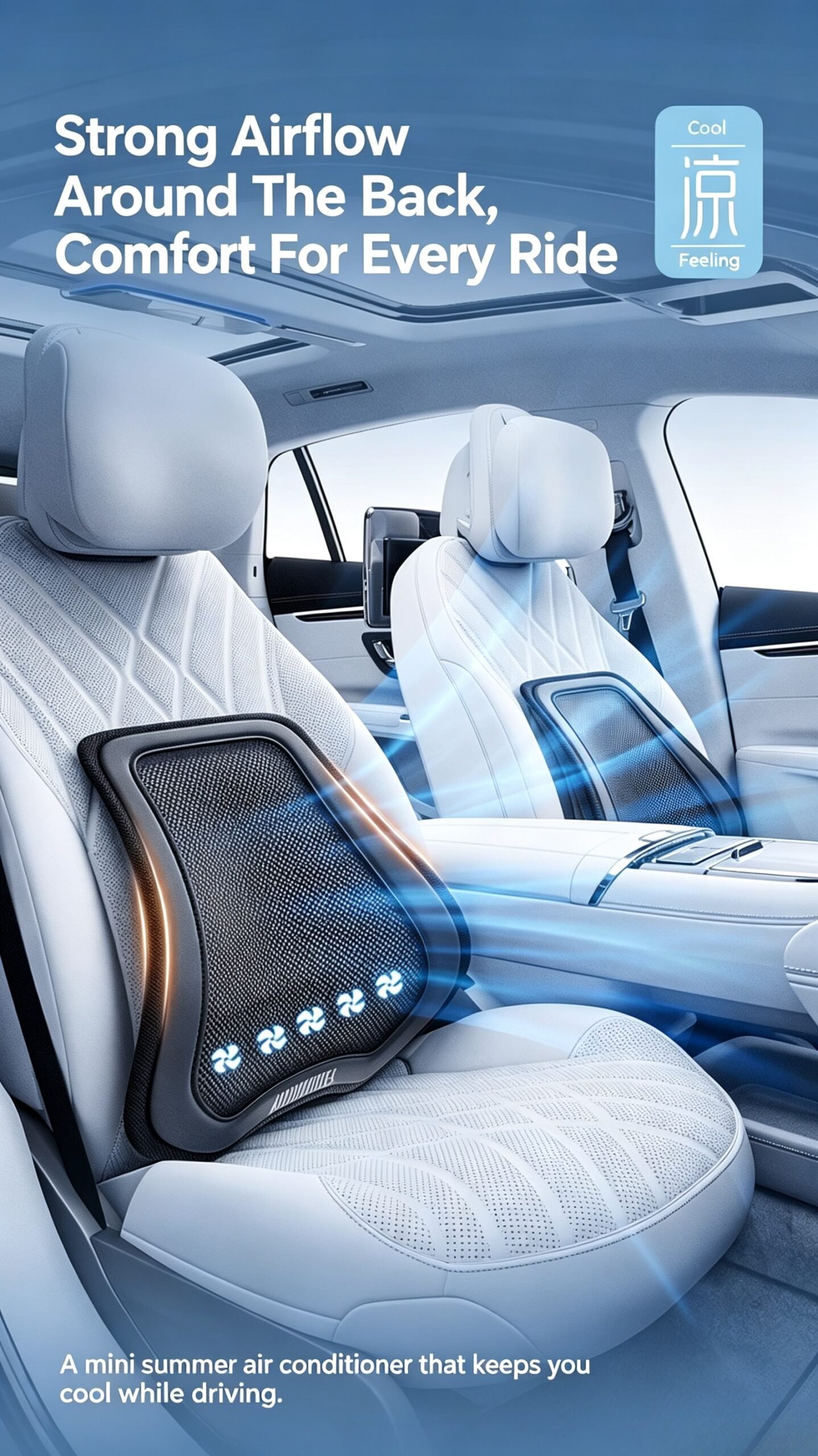 Premium Ventilated Car Lumbar Support - Soft Leather Cooling Mesh Back Pillow for Long Driving Comfort. Fits All Vehicles. - Image 22