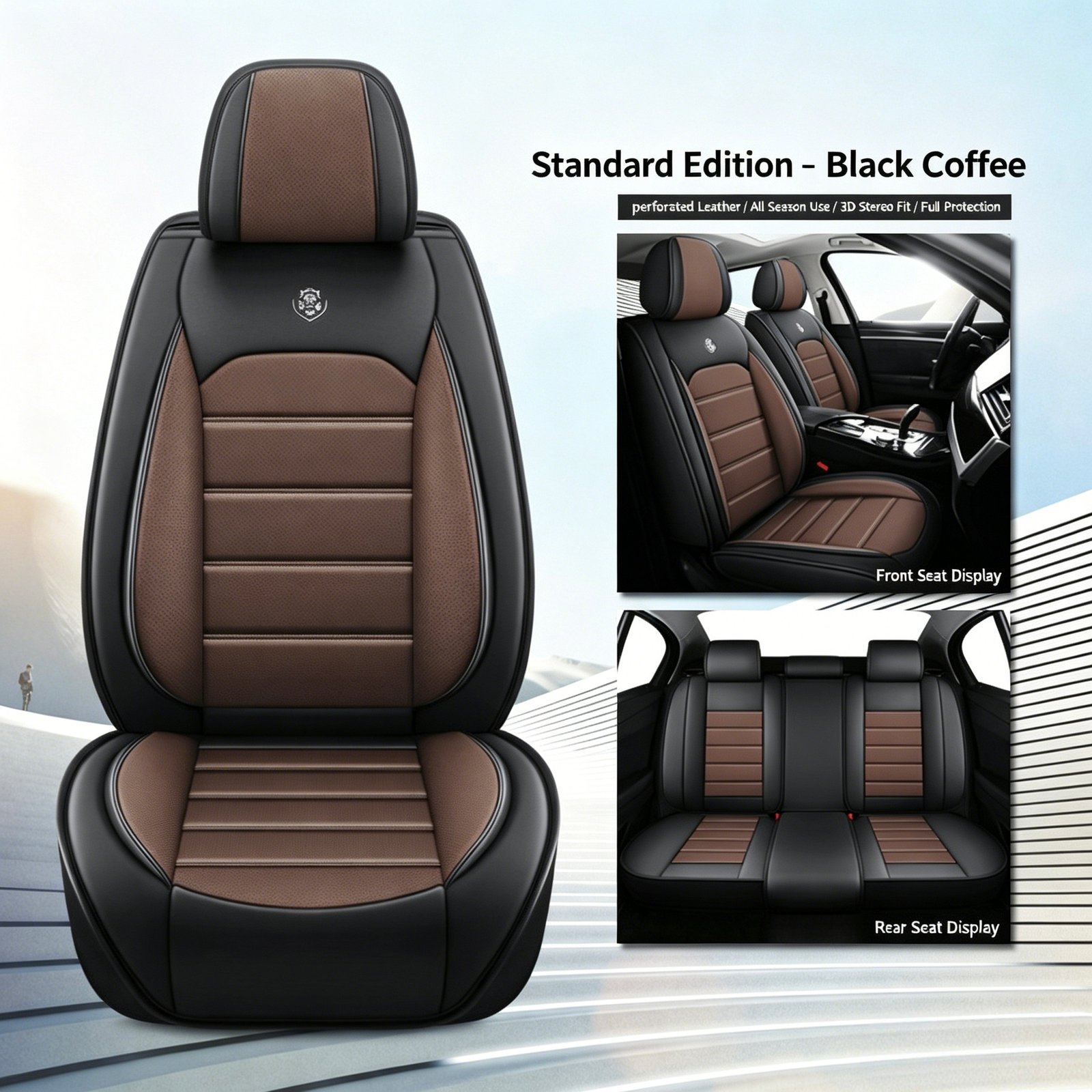 Premium Full-Surround Luxury Nappa-Style Car Seat Covers – Universal All-Season Vehicle Seat Protectors with Perforated Breathable Design - Image 6