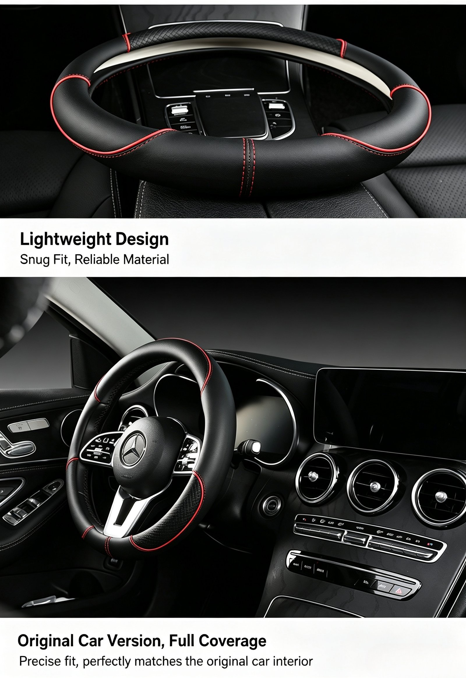 Premium Ultra-Thin Embossed Leather Steering Wheel Cover – Contrast Color Dual-Tone Design, Breathable & Non-Slip All-Season Grip for Round and D-Shape Wheels - Image 28