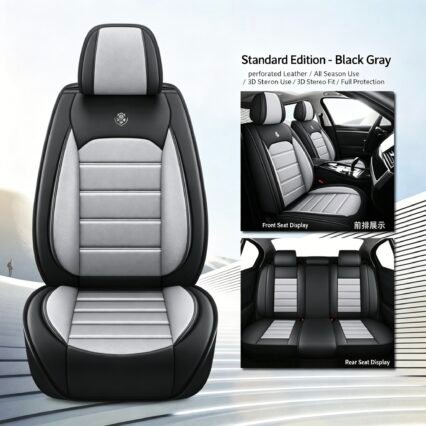 Premium Full-Surround Luxury Nappa-Style Car Seat Covers – Universal All-Season Vehicle Seat Protectors with Perforated Breathable Design