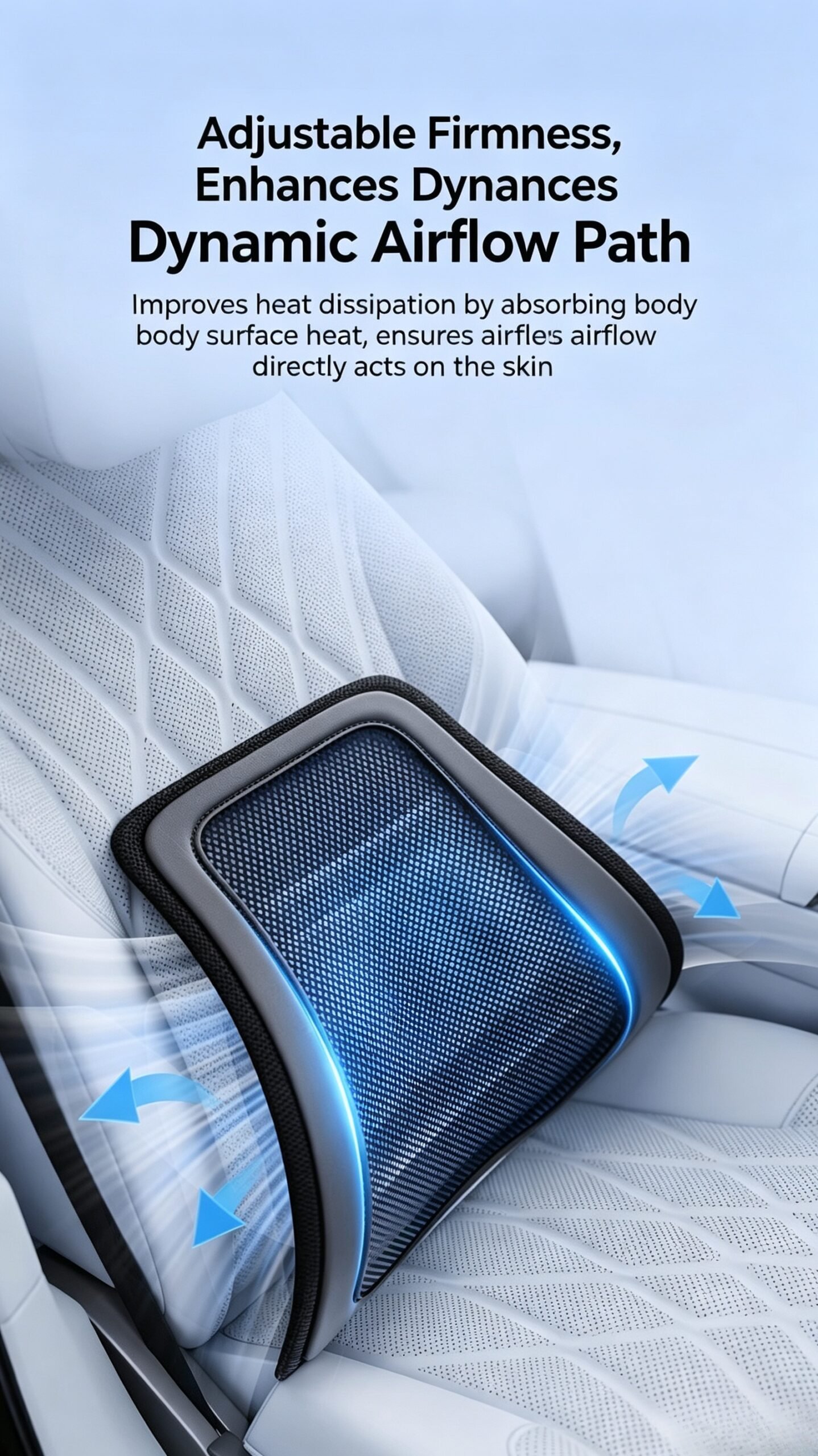 Premium Ventilated Car Lumbar Support - Soft Leather Cooling Mesh Back Pillow for Long Driving Comfort. Fits All Vehicles. - Image 16