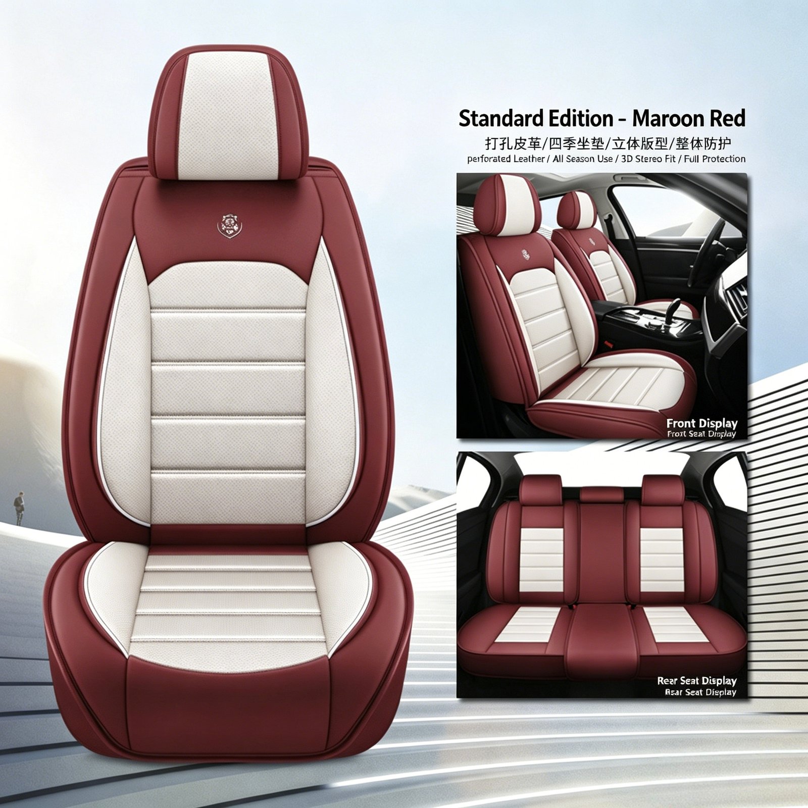 Premium Full-Surround Luxury Nappa-Style Car Seat Covers – Universal All-Season Vehicle Seat Protectors with Perforated Breathable Design - Image 5