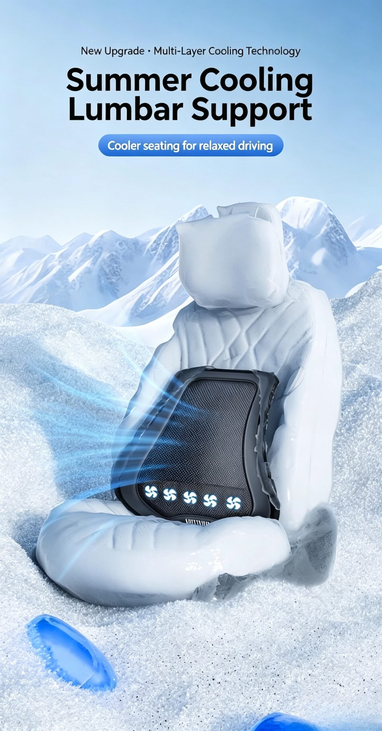 Premium Ventilated Car Lumbar Support - Soft Leather Cooling Mesh Back Pillow for Long Driving Comfort. Fits All Vehicles. - Image 10