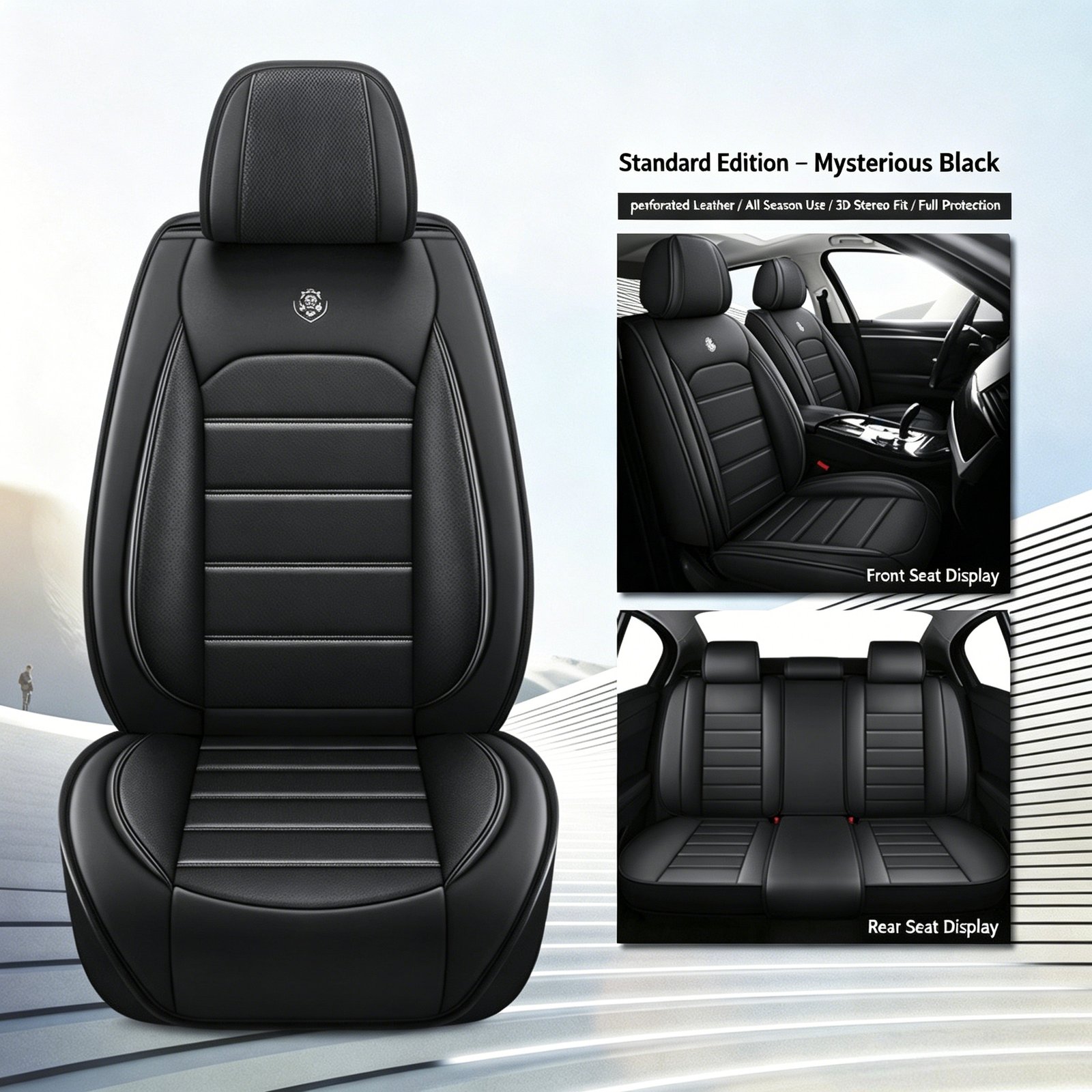Premium Full-Surround Luxury Nappa-Style Car Seat Covers – Universal All-Season Vehicle Seat Protectors with Perforated Breathable Design - Image 3