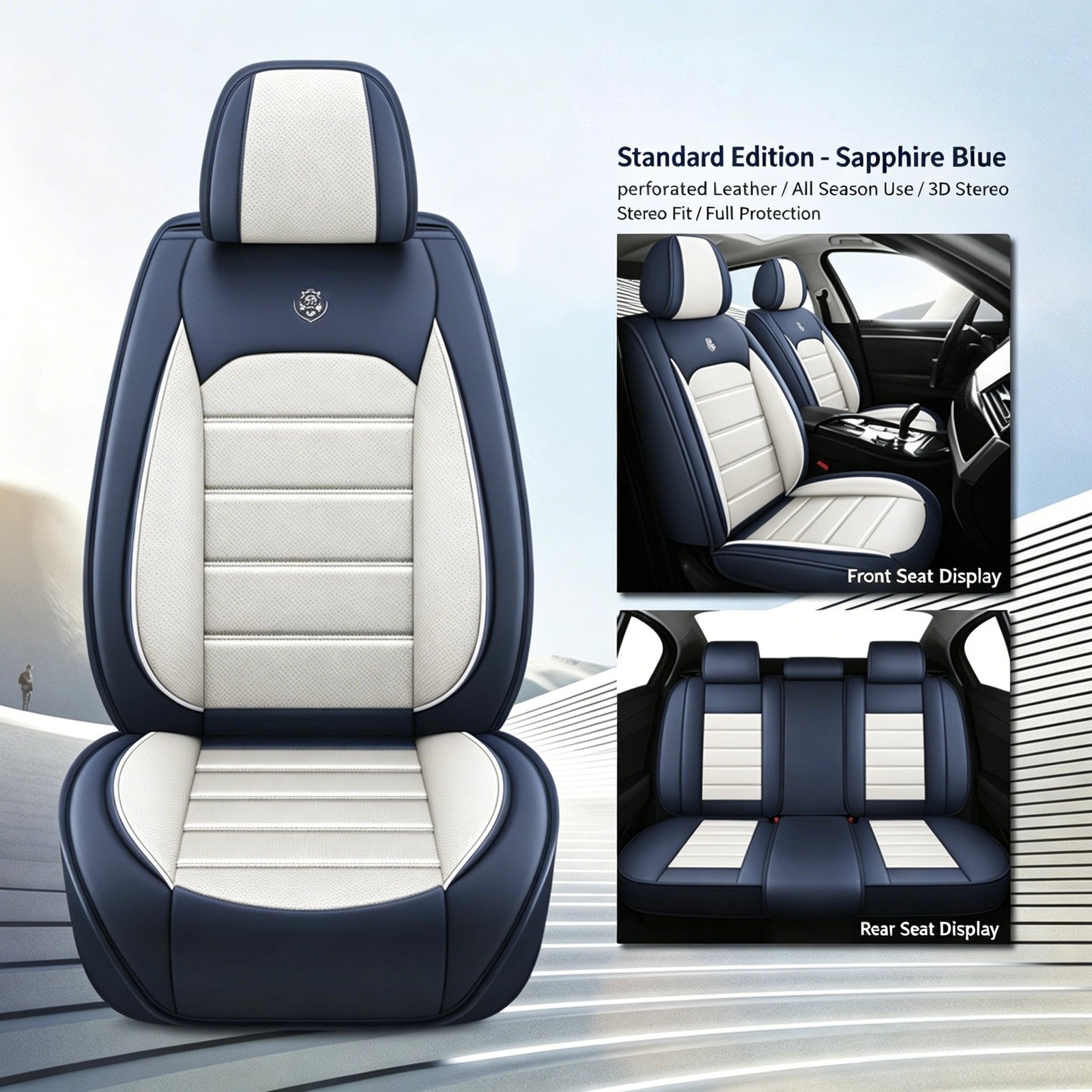 Premium Full-Surround Luxury Nappa-Style Car Seat Covers – Universal All-Season Vehicle Seat Protectors with Perforated Breathable Design - Image 2