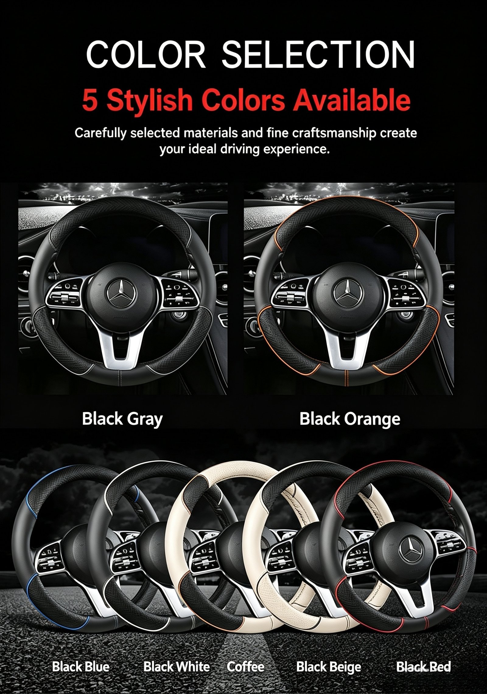 Premium Ultra-Thin Embossed Leather Steering Wheel Cover – Contrast Color Dual-Tone Design, Breathable & Non-Slip All-Season Grip for Round and D-Shape Wheels - Image 25