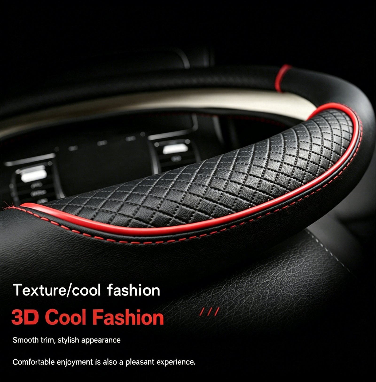 Premium Ultra-Thin Embossed Leather Steering Wheel Cover – Contrast Color Dual-Tone Design, Breathable & Non-Slip All-Season Grip for Round and D-Shape Wheels - Image 22
