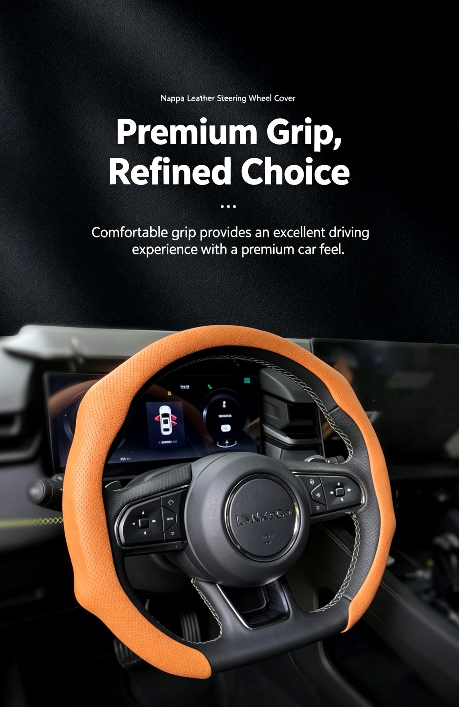 Premium 5D Nappa Leather Steering Wheel Cover – Ultra-Thin Perforated Grip, Easy Clip-On Fit for 38cm Round and D-Shape Wheels - Image 21