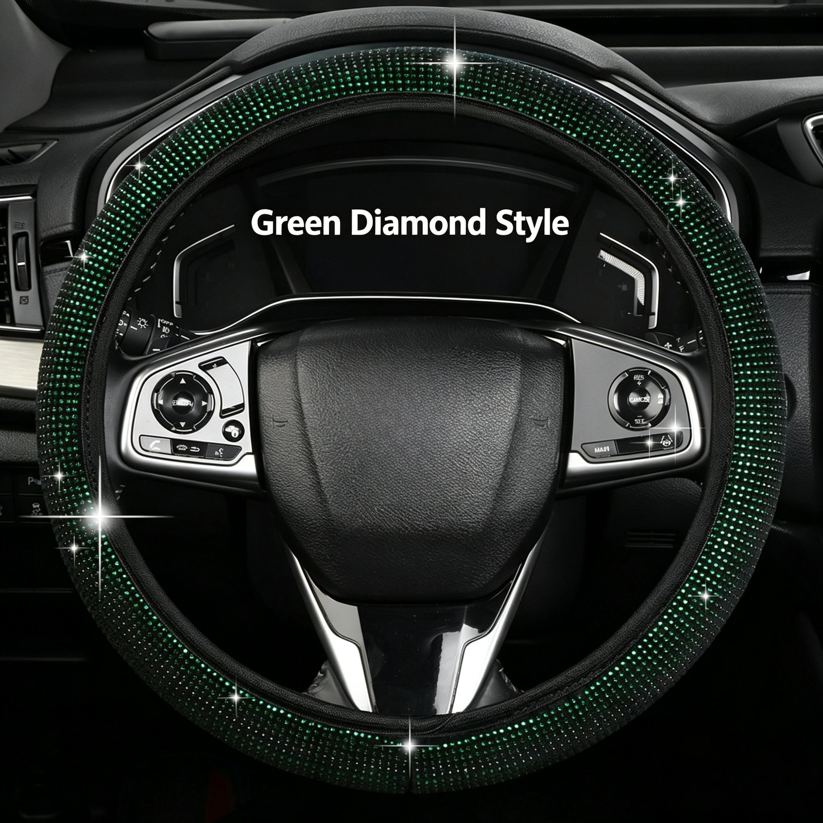Full Rhinestone Steering Wheel Cover – Artificial Leather, Anti-Slip No-Inner-Ring Design, Universal 38cm Fit for All Seasons - Image 10