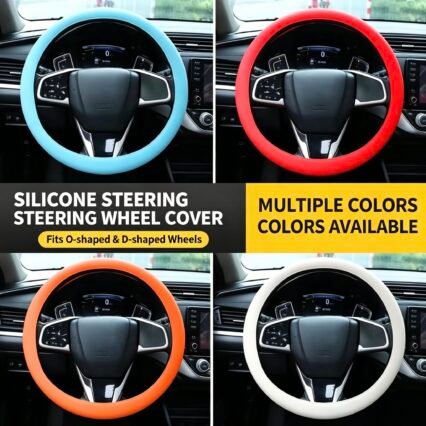 Premium Silicone Steering Wheel Cover – Soft Anti-Slip Sweat-Absorbing Grip, Ultra-Thin Universal Fit for 32–40cm Car and Truck Wheels