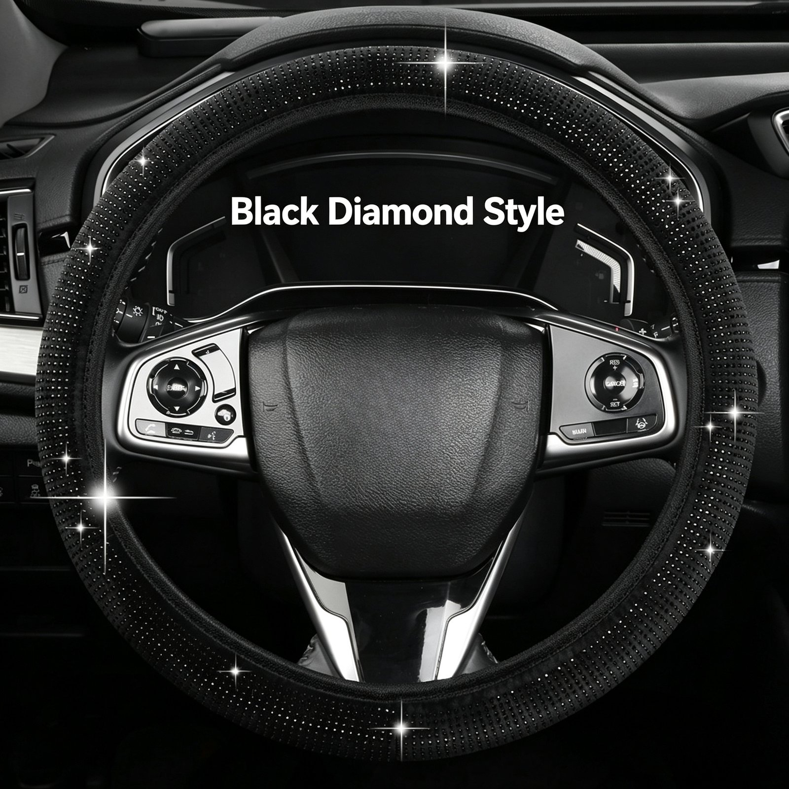 Full Rhinestone Steering Wheel Cover – Artificial Leather, Anti-Slip No-Inner-Ring Design, Universal 38cm Fit for All Seasons - Image 8