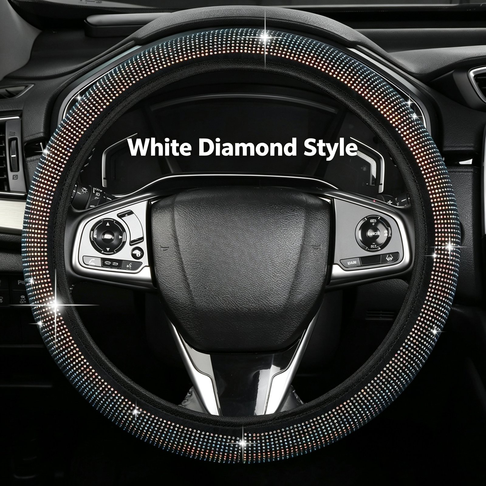 Full Rhinestone Steering Wheel Cover – Artificial Leather, Anti-Slip No-Inner-Ring Design, Universal 38cm Fit for All Seasons - Image 7