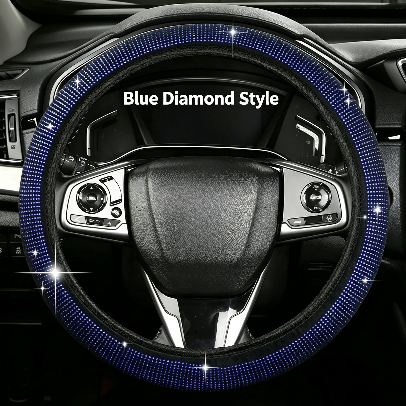 Full Rhinestone Steering Wheel Cover – Artificial Leather, Anti-Slip No-Inner-Ring Design, Universal 38cm Fit for All Seasons - Image 3