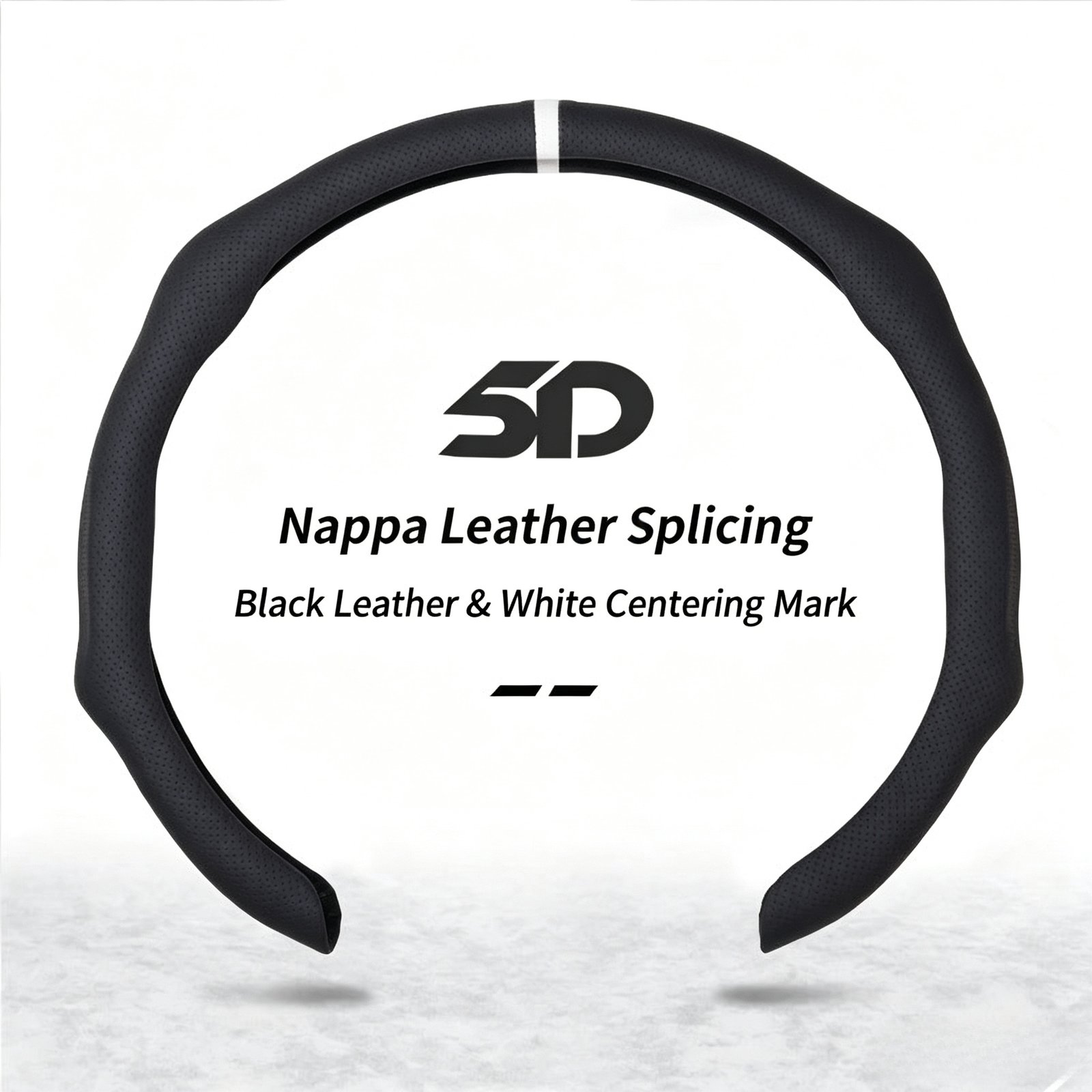 Premium 5D Nappa Leather Steering Wheel Cover – Ultra-Thin Perforated Grip, Easy Clip-On Fit for 38cm Round and D-Shape Wheels